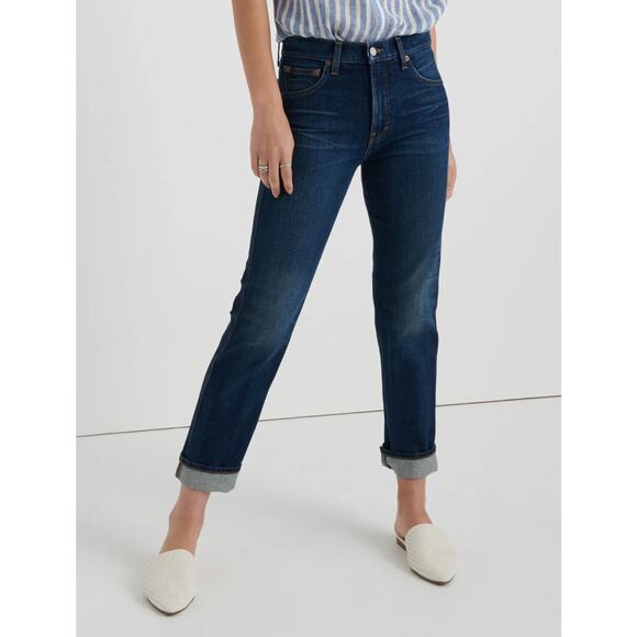 Lucky Brand Mid Rise Authentic Straight Crop Denim Jeans Dark Wash Womens 0 / 25 - Picture 1 of 9